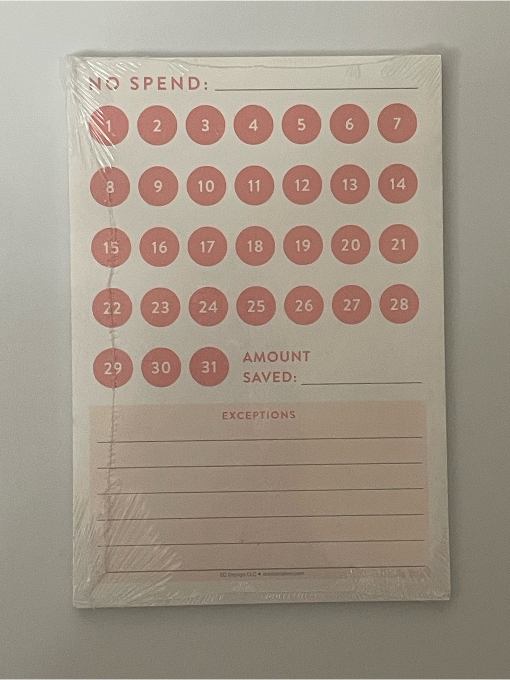 Erin Condren “No Spend” Tracker Sticky Notepad